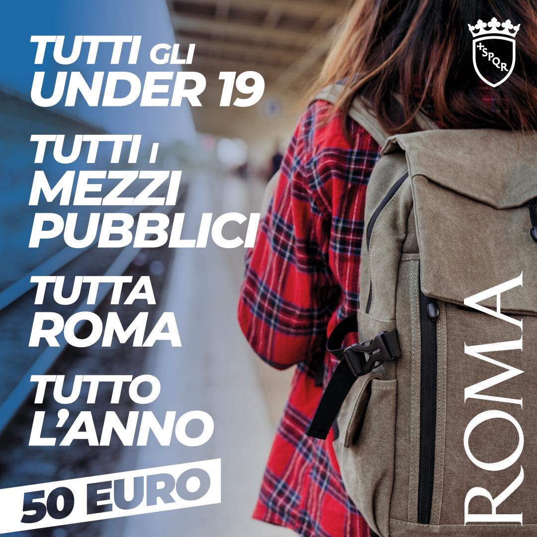 Scopri di più sull'articolo Tutti i ragazzi under 19 residenti a Roma potranno viaggiare liberamente su tutti i mezzi pubblici con un abbonamento al costo di soli 50€. 